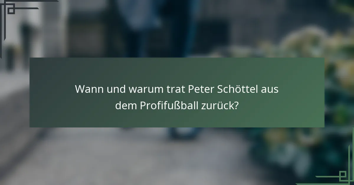 Wann und warum trat Peter Schöttel aus dem Profifußball zurück?