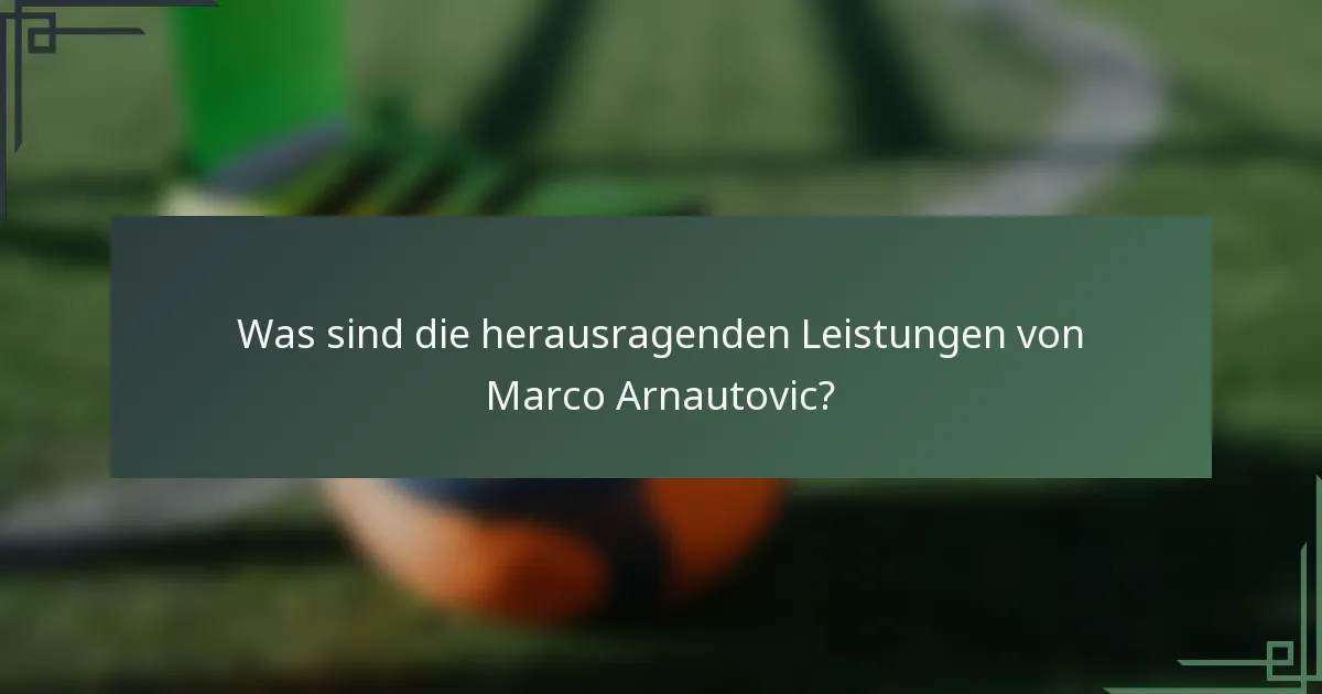 Was sind die herausragenden Leistungen von Marco Arnautovic?