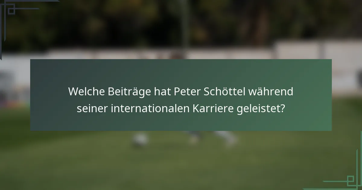 Welche Beiträge hat Peter Schöttel während seiner internationalen Karriere geleistet?