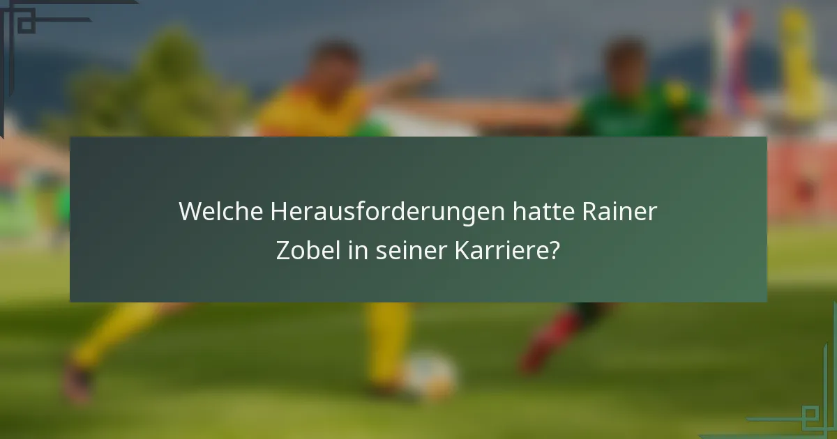 Welche Herausforderungen hatte Rainer Zobel in seiner Karriere?