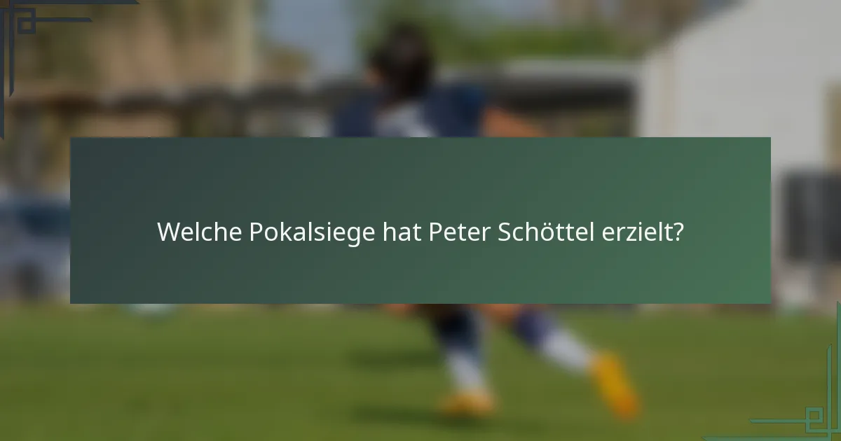 Welche Pokalsiege hat Peter Schöttel erzielt?