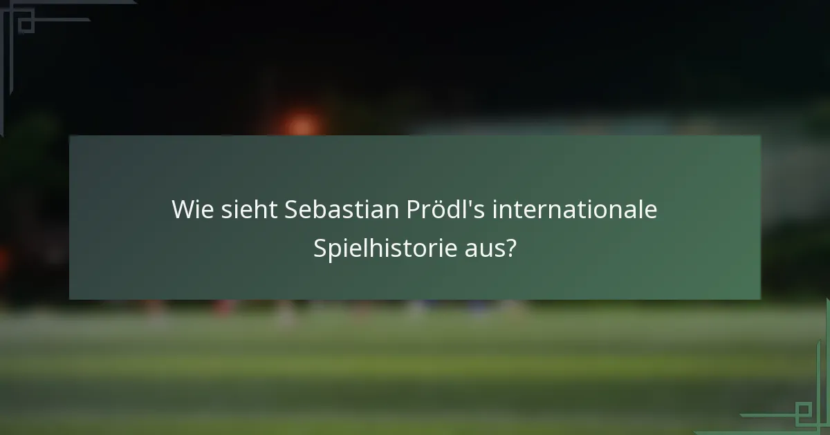 Wie sieht Sebastian Prödl's internationale Spielhistorie aus?