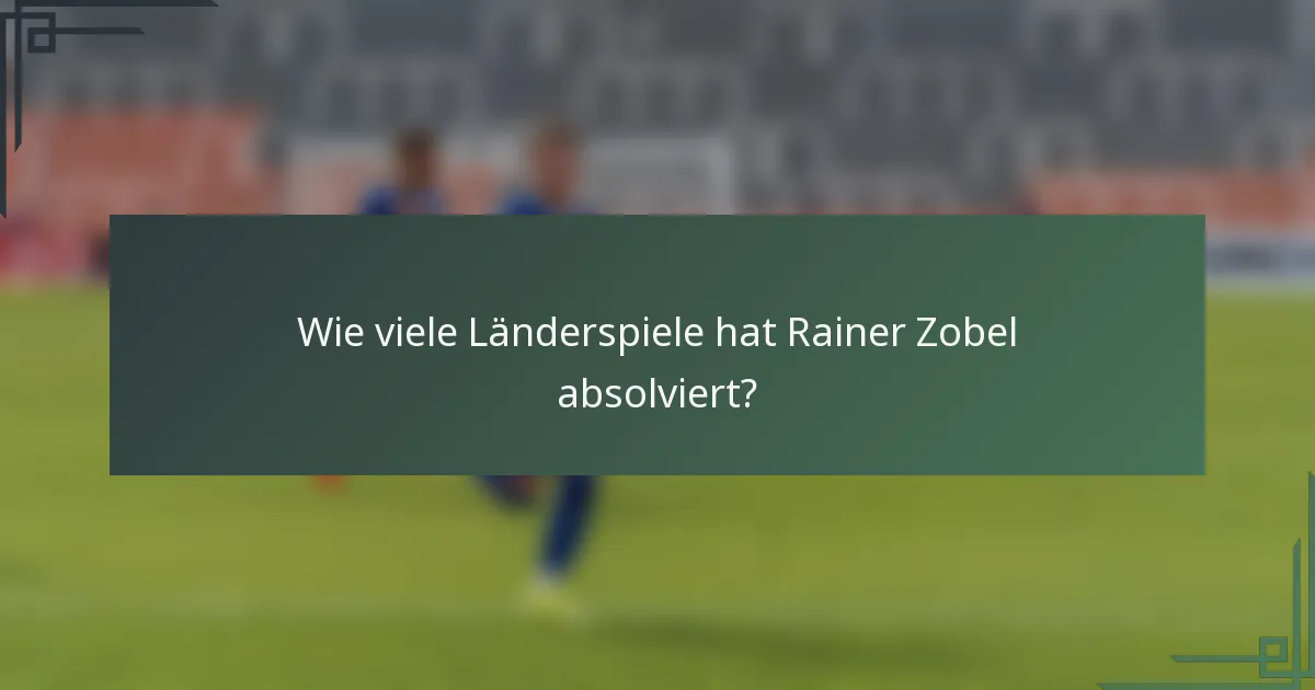 Wie viele Länderspiele hat Rainer Zobel absolviert?